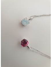 Purple/poink and silver diamond necklace