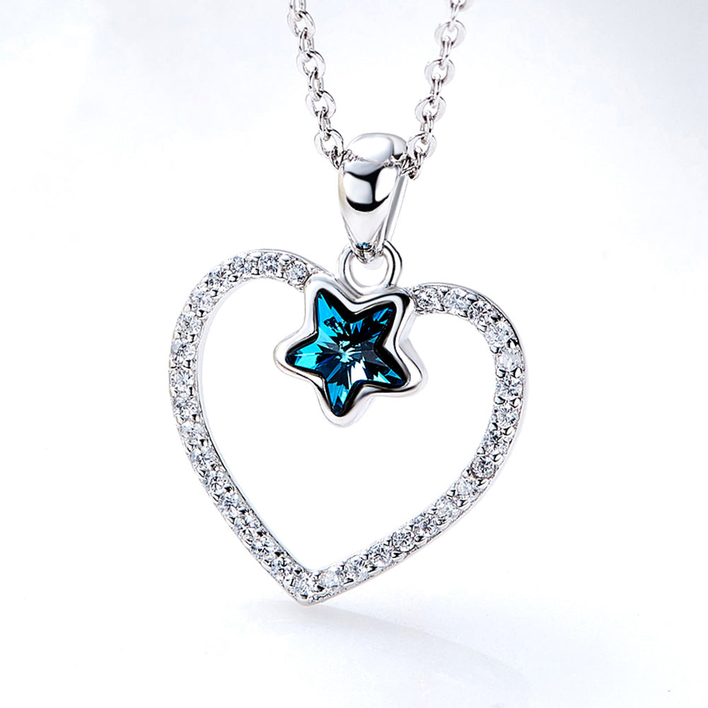 Heart blue star necklace