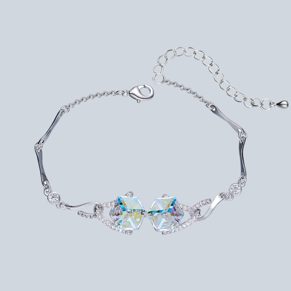 Double crystal cube bracelet