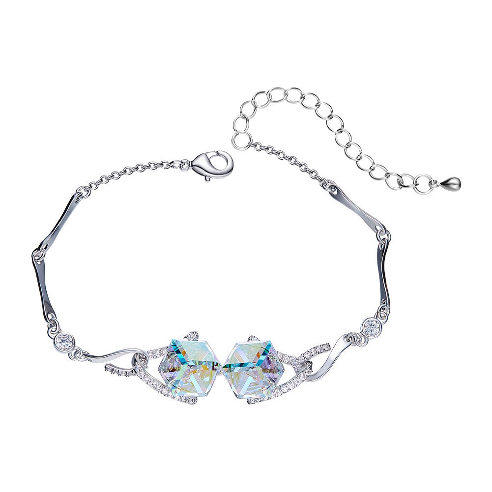 Double crystal cube bracelet