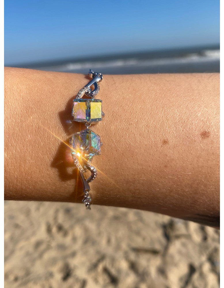 Double crystal cube bracelet