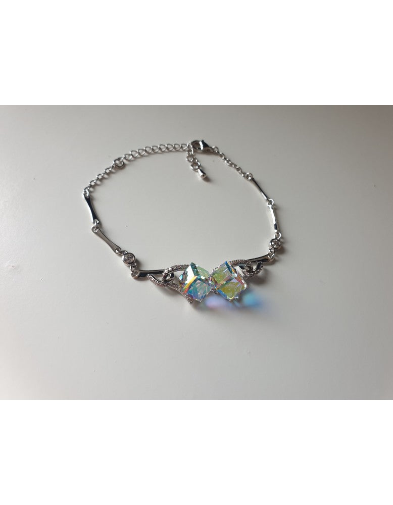 Double crystal cube bracelet