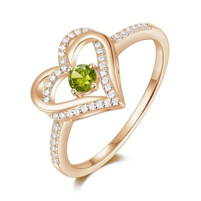 Green heart stone ring