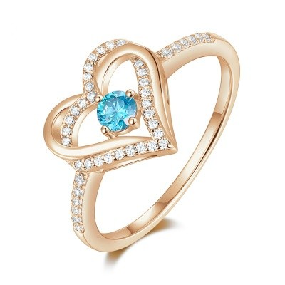 Blue heart stone ring