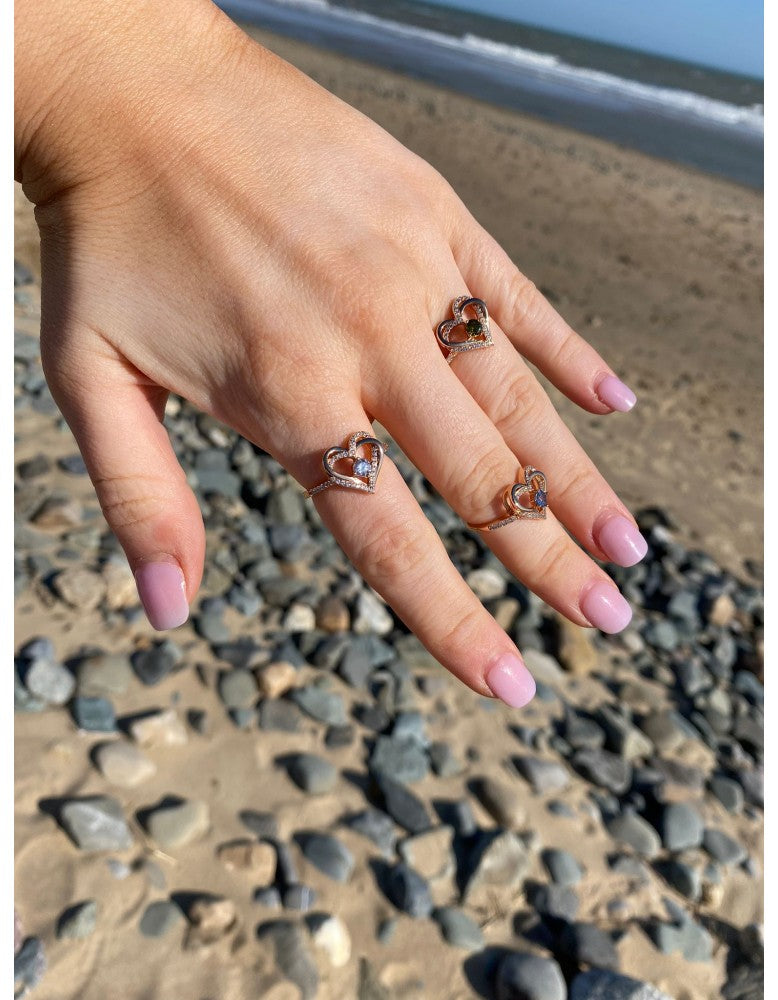Blue heart stone ring